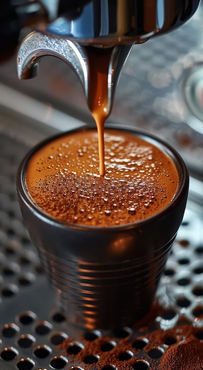 espresso-machine-pouring-hot-coffee-into-black-cup_115919-77067